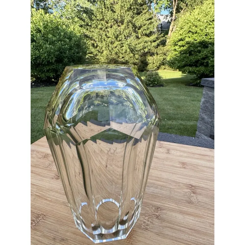 Josef Hoffmann Moser Art Deco Octagonal Faceted Glass Vase 8